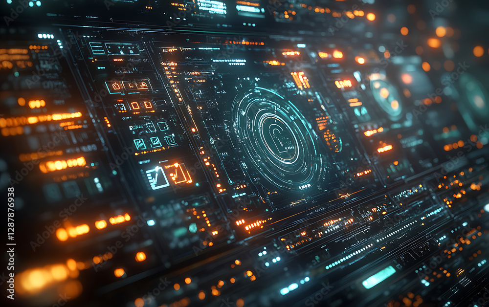 Futuristic Tech Interface with Neon Security Design
Futuristic Tech Interface with Neon Security Design