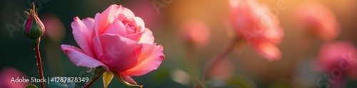 Soft pink rose petals unfolding in the morning dew, flower, pink, garden