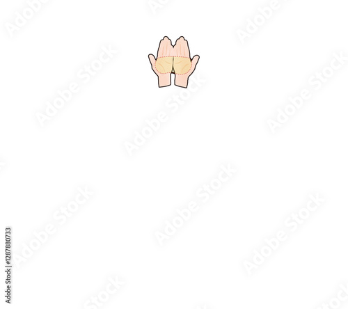 手のひら2枚分を表すイラスト