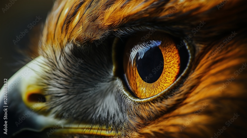 Warm toned close-up of a bird's eye, movie poster style Warm toned close-up of a bird's eye, movie poster style