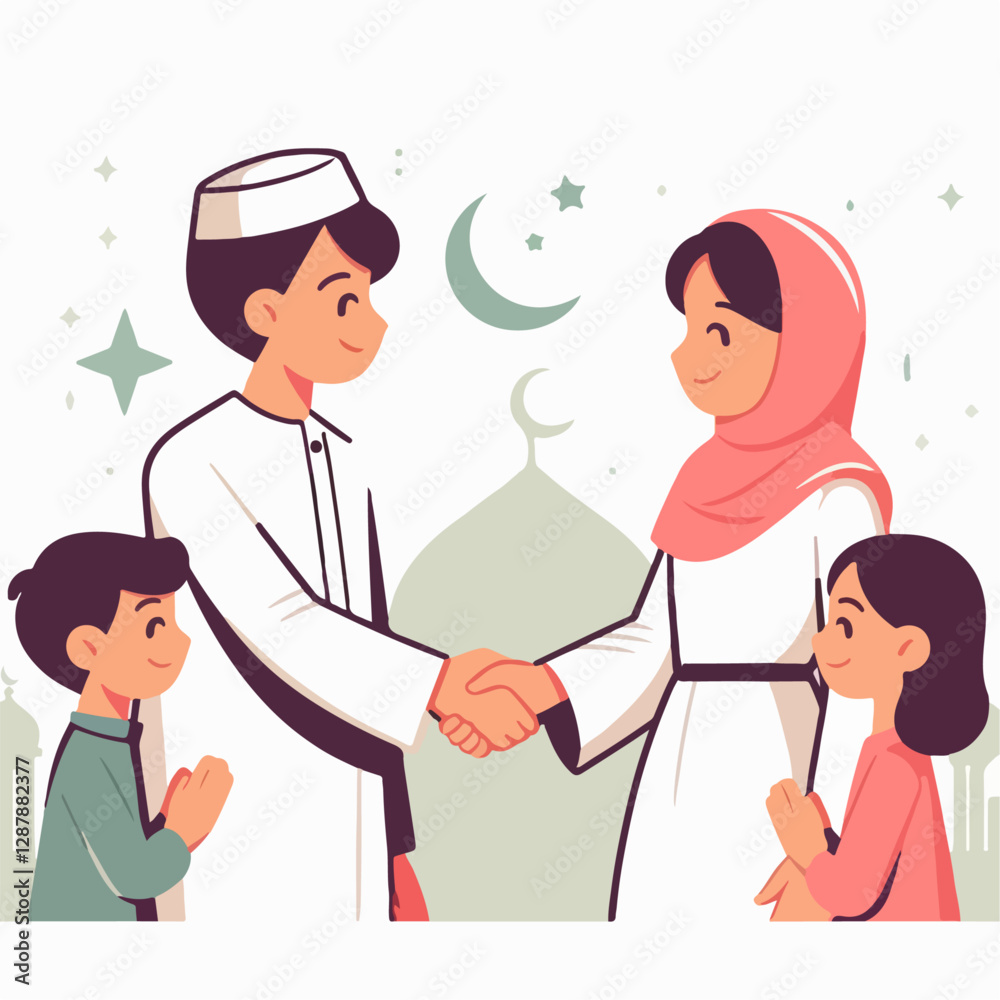 vector illustration of people forgiving on holidays vector illustration of people forgiving on holidays