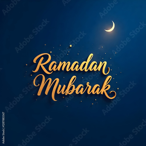 Ramadan mubarak 3d text