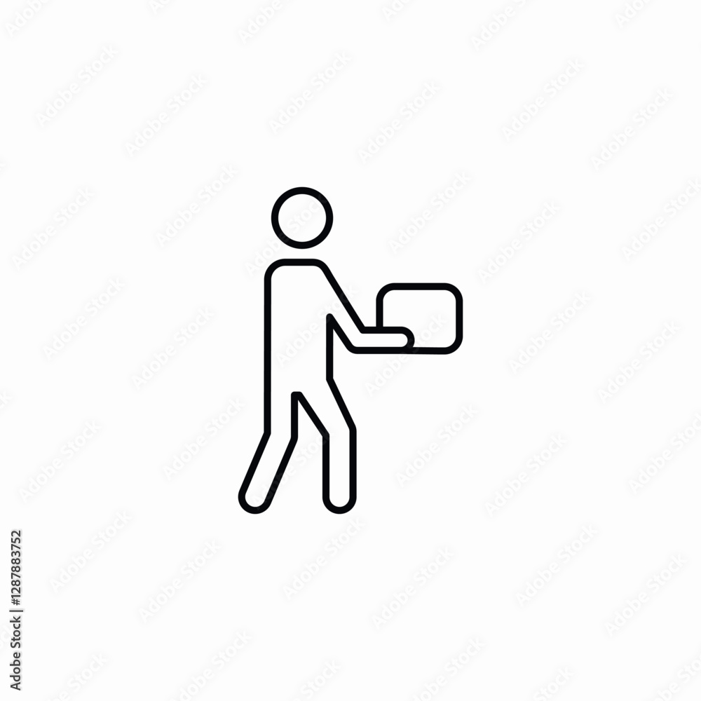 man carries a box in his hands icon vector sign man carries a box in his hands icon vector sign
