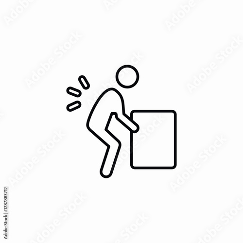 man lifts box back pain icon vector sign