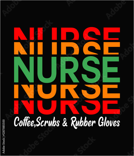 Nurse coffee scrubs & rubber gloves printable cut file.