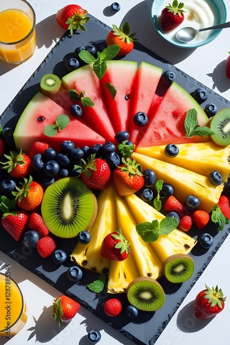 Fresh Fruit Platter: Watermelon Strawberry Blueberry Kiwi Pineapple

