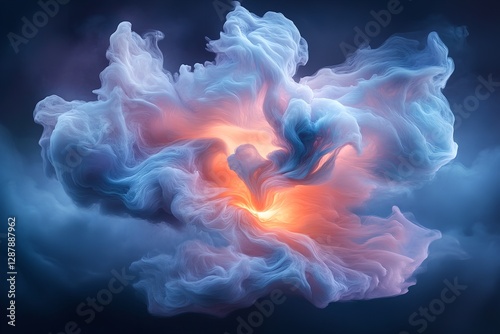 Colorful cosmic cloud formation illuminates the night sky in a vibrant display of light and texture