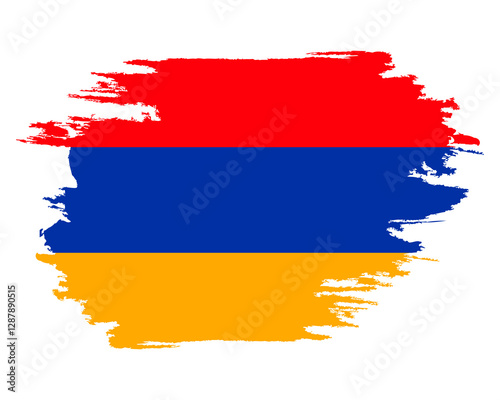 Free Download Brush painted flag Armenia. Grunge flag Armenia. Watercolor drawing national flag Armenia. Independence Day. Banner, poster template. National flag Armenia with coat arms. - GFXLoad