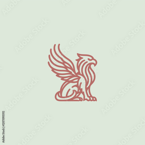 A bold griffin emblem combining eagle and lion traits, representing power and majesty