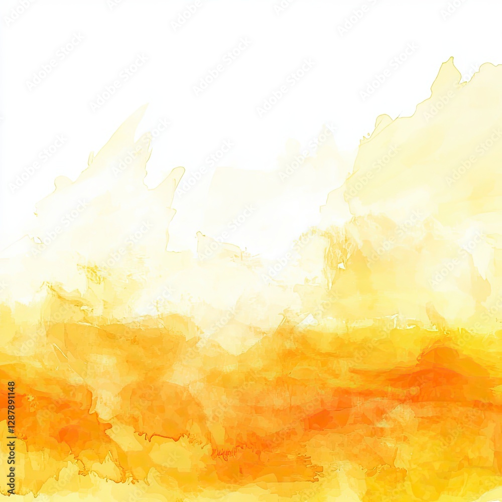 Obraz premium Bold yellow and orange watercolor gradient watercolor design, isolated on white background
