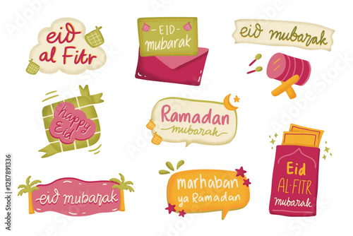 Eid al Fitr and Ramadan Mubarak Illustrations