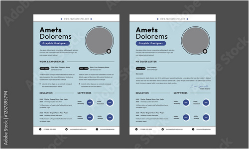 Resume CV. Minimalist resume and cover letter layout design. Professional resume cv template. Vector illustration
