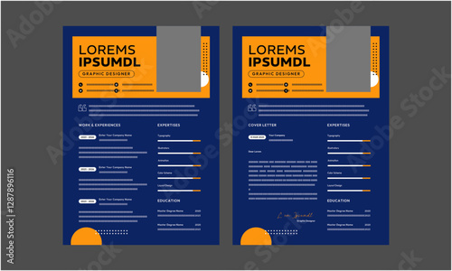 Resume CV. Minimalist resume and cover letter layout design. Professional resume cv template. Vector illustration
