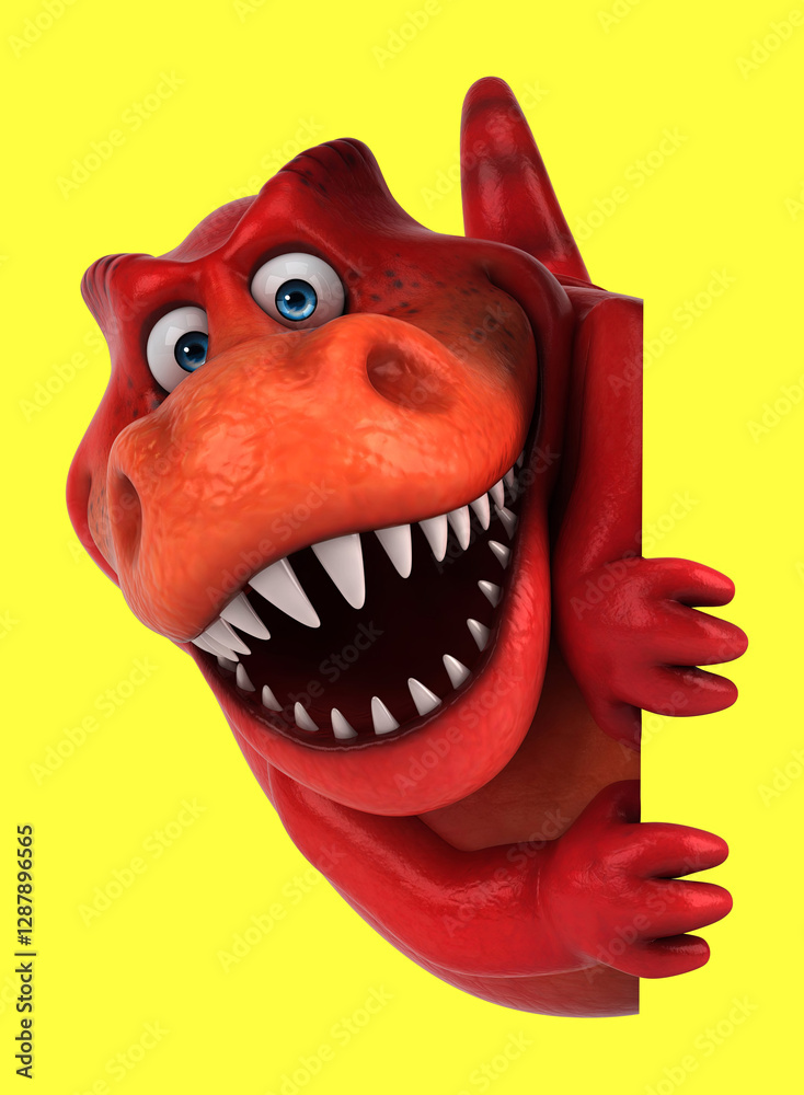 Naklejka premium Fun 3D cartoon Trex
