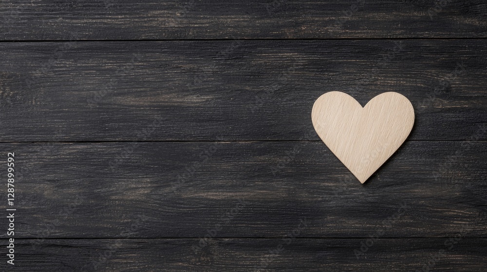 Wooden heart on dark wood background, love concept, design element Wooden heart on dark wood background, love concept, design element