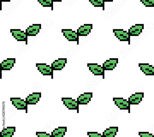  pixel leaf  Seamless Pattern vector eco background  pixel art for 8 bit game