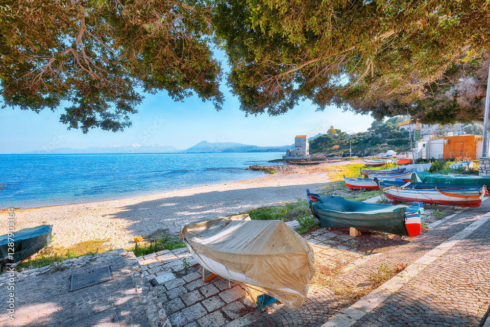 Spectacular sunny day over Santa Flavia town.