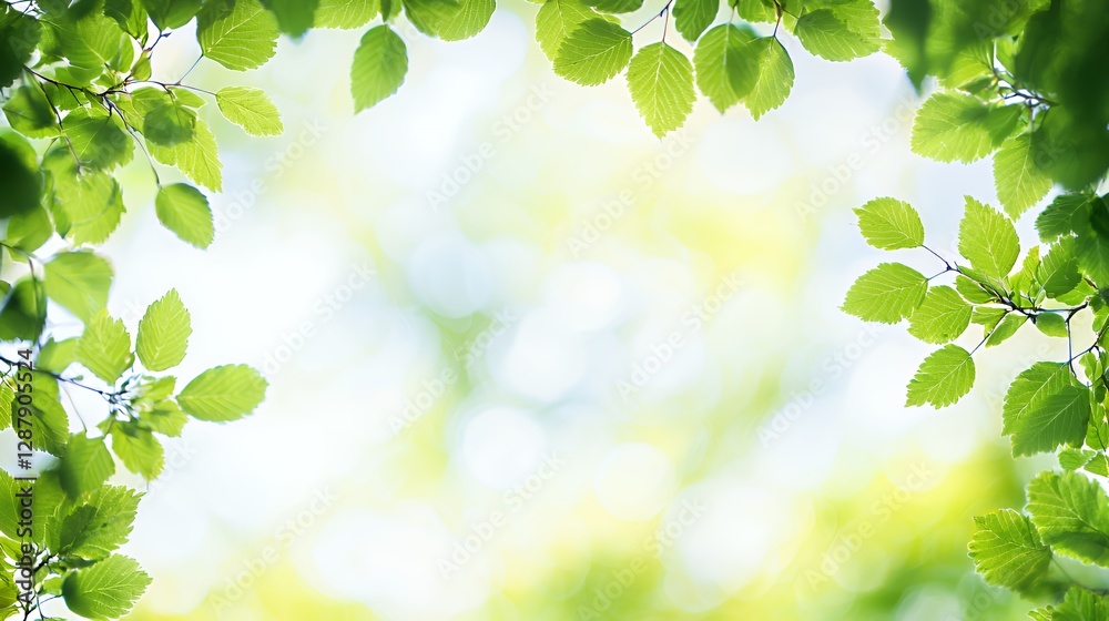 Bright Green Leaves Frame Natural Summer Background Bright Green Leaves Frame Natural Summer Background