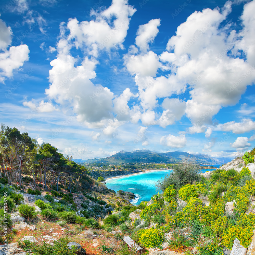 Spectacular seascape of Guidaloca Beach near Castellammare del Golfo.