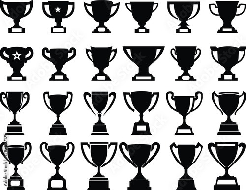 Trophy icon set.first place champion success achievement winner prize signs unique style vector illustration.Winner cup, victory cup icon. Reward symbol sign for web and mobile.