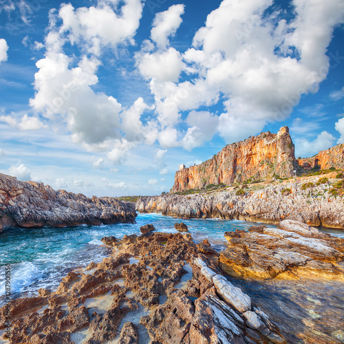 Obraz na płótnie Spectacular seascape of Isolidda Beach near San Vito cape. w salonie