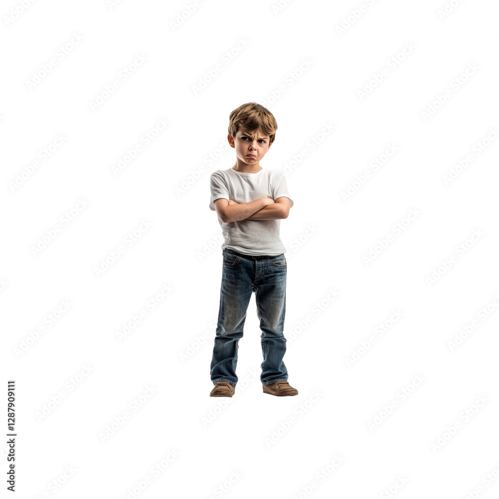 Young Boy with Arms Crossed Looking Confident and Assertive Young Boy with Arms Crossed Looking Confident and Assertive