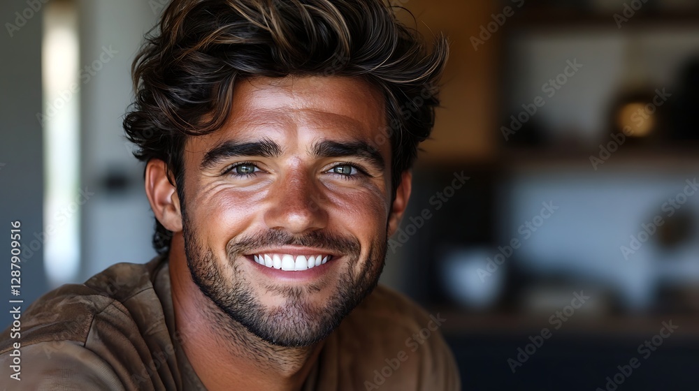 Fototapeta premium Man Smiling, Close Up Portrait