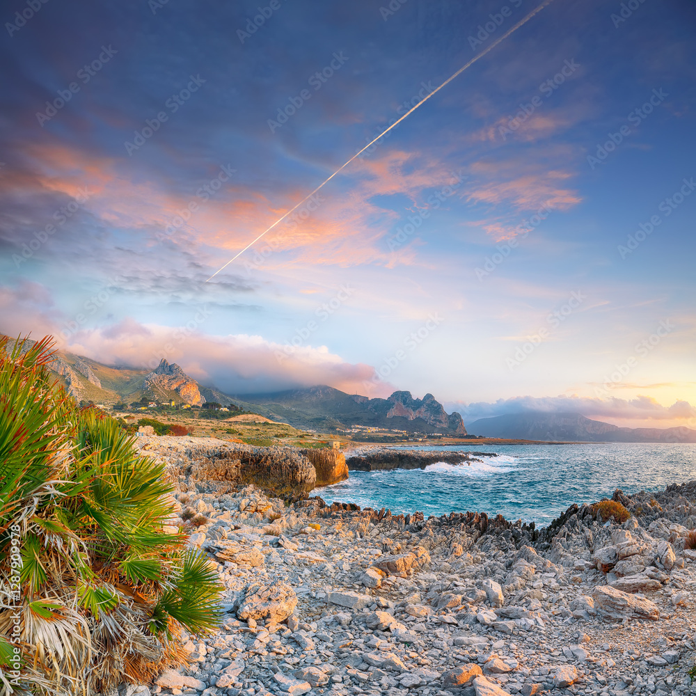 Marvelous seascape of Isolidda Beach near San Vito cape.
