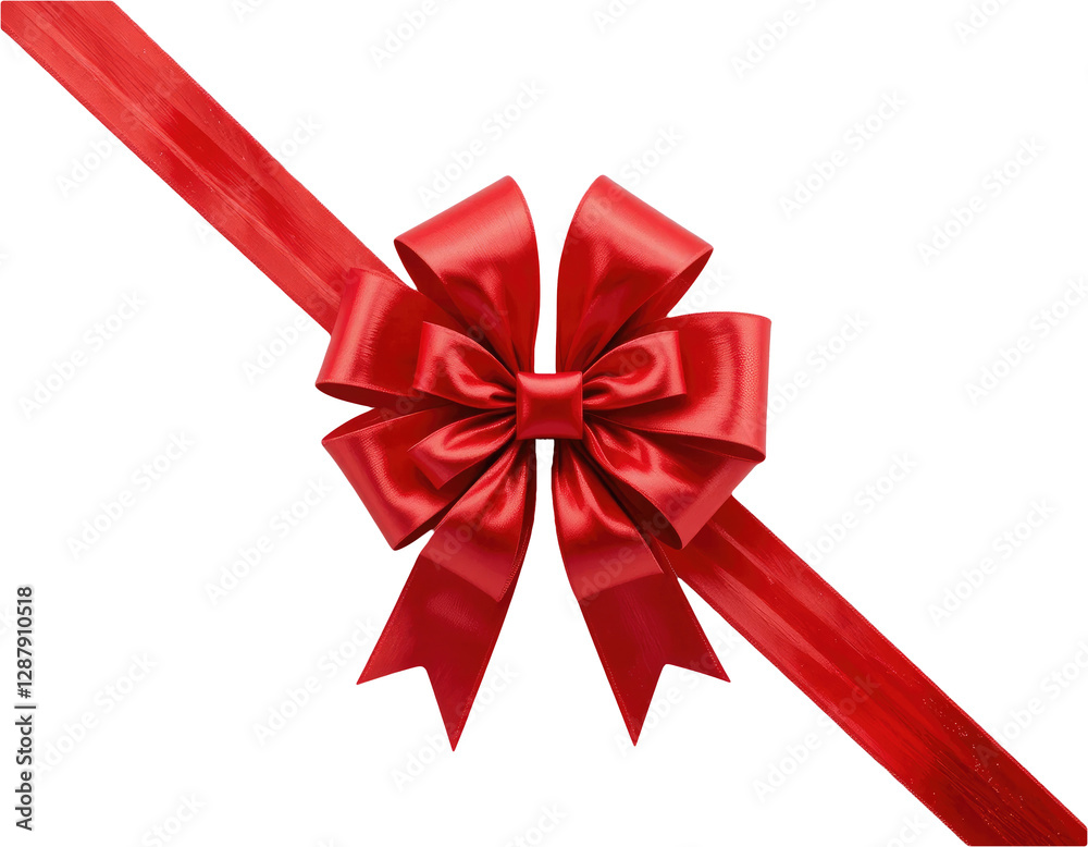 Red Ribbon Bow Isolated on Transparent PNG Background. Red Ribbon Bow Isolated on Transparent PNG Background.