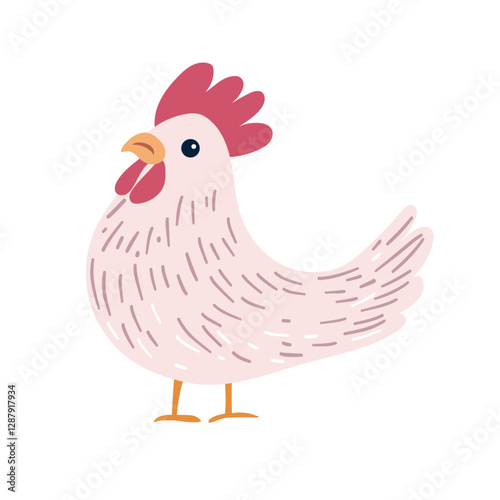 Minimalistic and artistic chicken illustration with soft pastel colors.