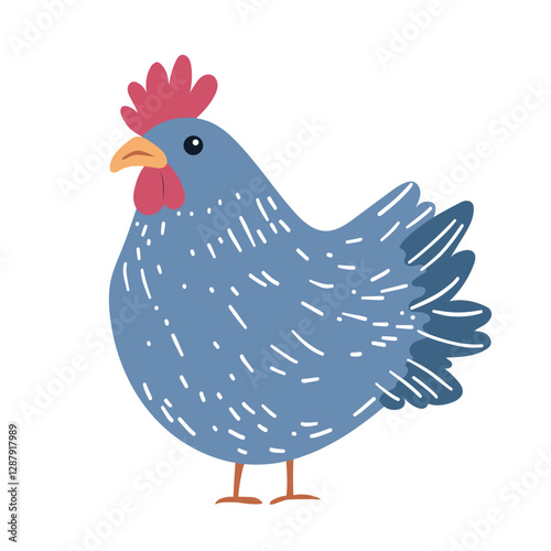Minimalistic and artistic chicken illustration with soft pastel colors.
