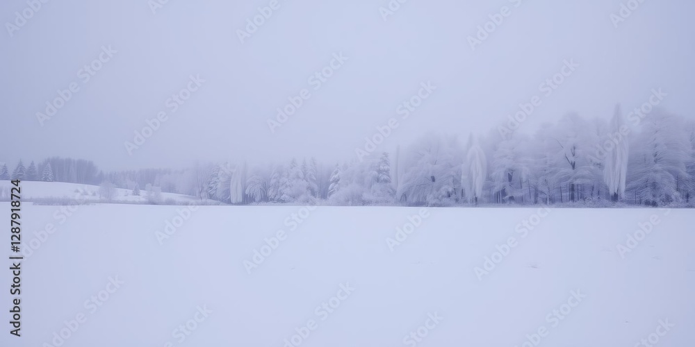 Tranquil winter scene with frosted trees and snow-covered ground, calm, winter wonderland, landscape Tranquil winter scene with frosted trees and snow-covered ground, calm, winter wonderland, landscape