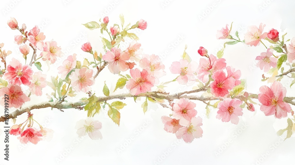 A delicate watercolor illustration of cherry blossom branches in soft pink hues. A delicate watercolor illustration of cherry blossom branches in soft pink hues.