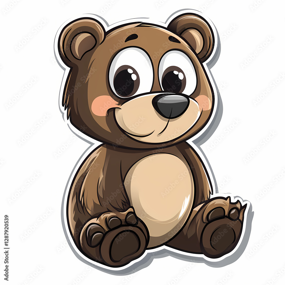 Cute cartoon bear character sitting happily in a playful setting. Generative AI Cute cartoon bear character sitting happily in a playful setting. Generative AI