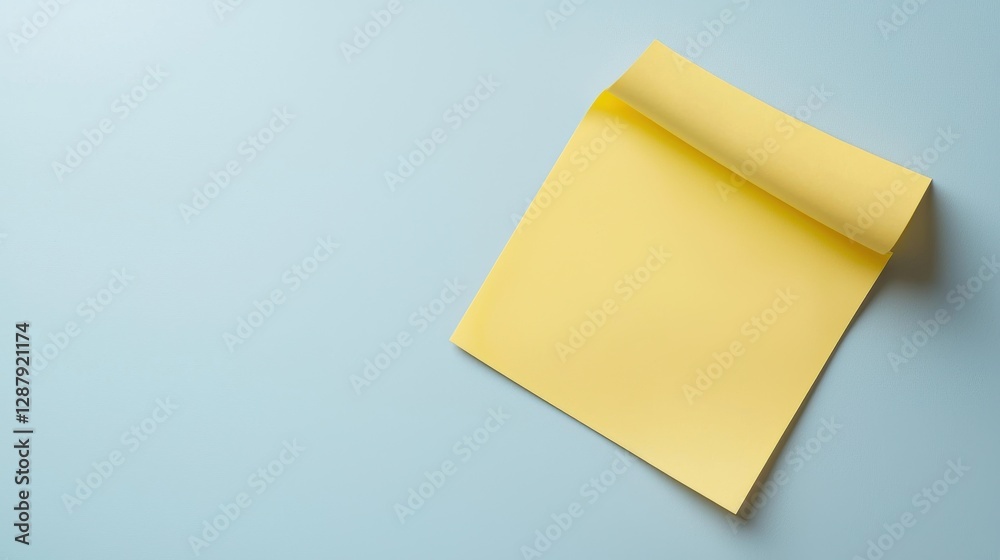 Yellow sticky note on a blue background, ideal for reminders and creative ideas.