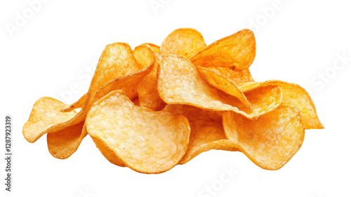 Obraz na płótnie Crispy potato chips displayed in a heap perfect for snacking during gatherings or movie nights in any casual setting w salonie