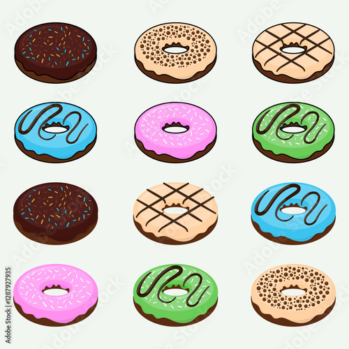 12 Donutes Vector Set