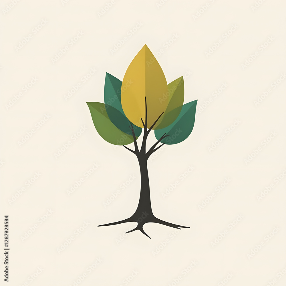 Abstract forest tree emblem with earthy tones and a clean contemporary style for eco-friendly branding Abstract forest tree emblem with earthy tones and a clean contemporary style for eco-friendly branding