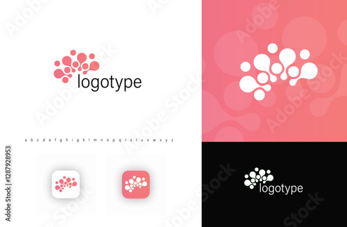 Abstract brain fusion dots logo. Represents biotechnology, science, research. Perfect for healthcare, medical innovations, pharmaceuticals, biotech. Vector logo template