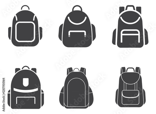 Backpack icon set. School bag icon set. Vector graphic illustration. Suitable for website design, logo, app, template, and ui.