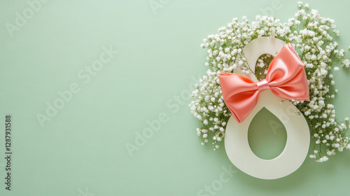 Elegant Womens Day Composition with Number Eight and Flowers