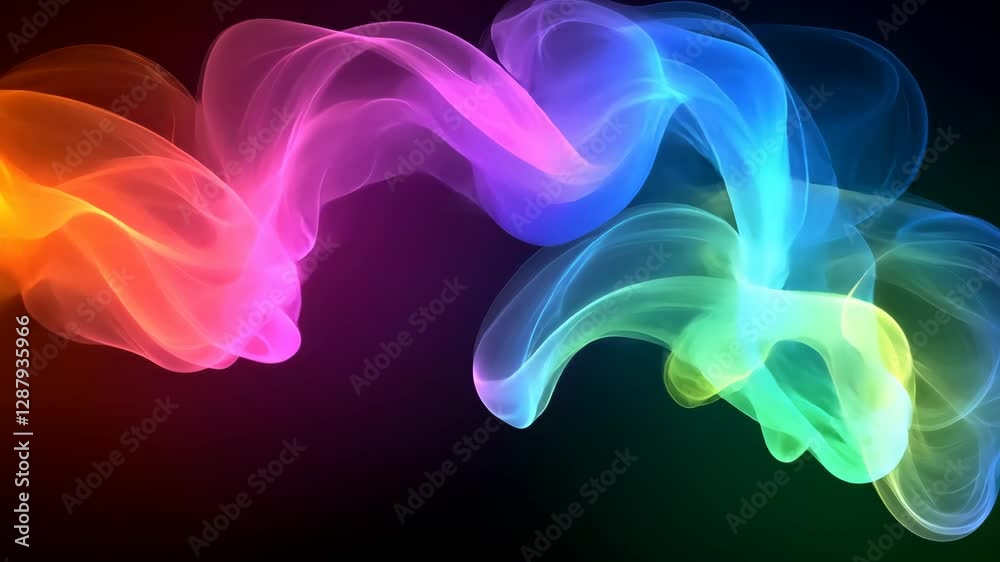 Colorful swirling smoke abstract design creating a vibrant visual effect on a dark background