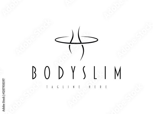 abstract minimal body slim logo design