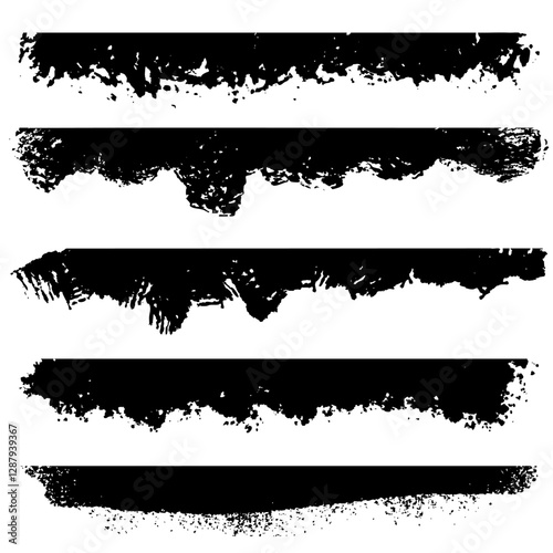 Collection of hand painted grunge ink borders