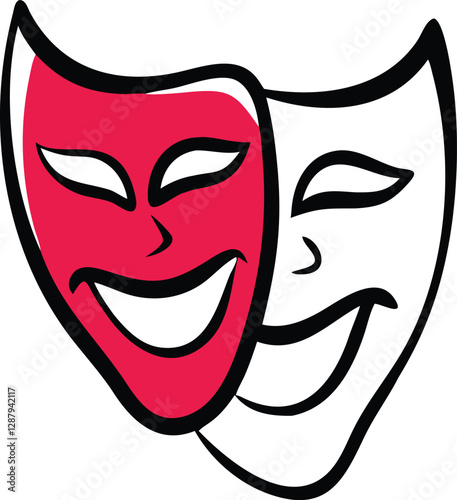 theater masks of comedy and tragedy icon logo mascot