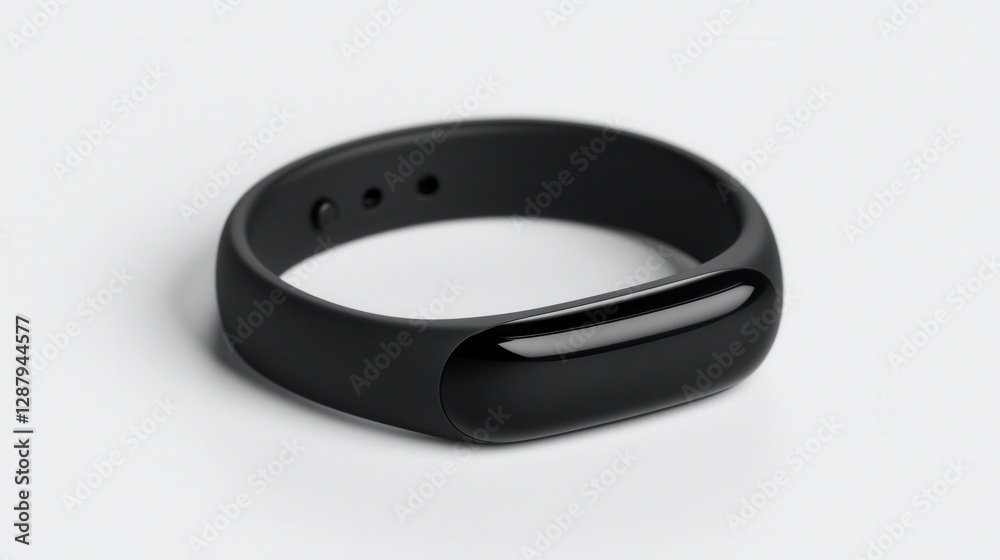 Modern Black Fitness Tracker Band on Light Background for Wellness Modern Black Fitness Tracker Band on Light Background for Wellness
