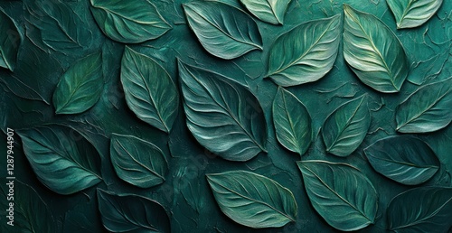 Wallpaper Mural Emerald Leaves: A Textured Tapestry of Nature's Beauty Torontodigital.ca