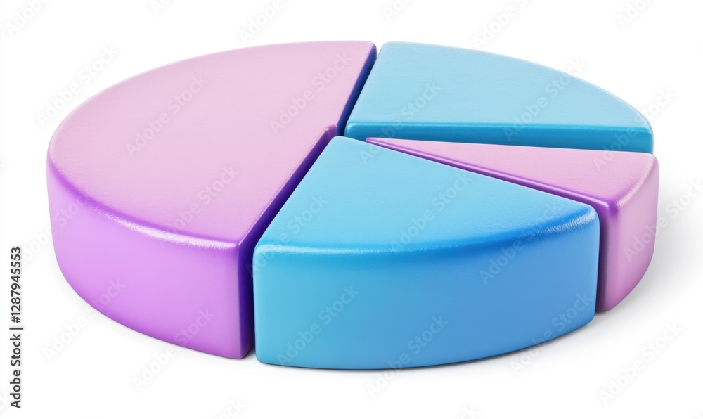 Fototapeta premium 3D pie chart with segments separated on white for business data