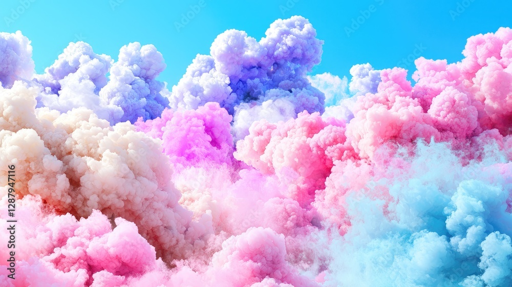 Fototapeta premium Colorful Cloud Formation in Vibrant Blue Sky with Pastel Hues
