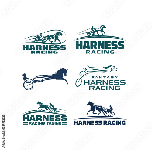 Harness Racing Logos Featuring Horses and Carriages